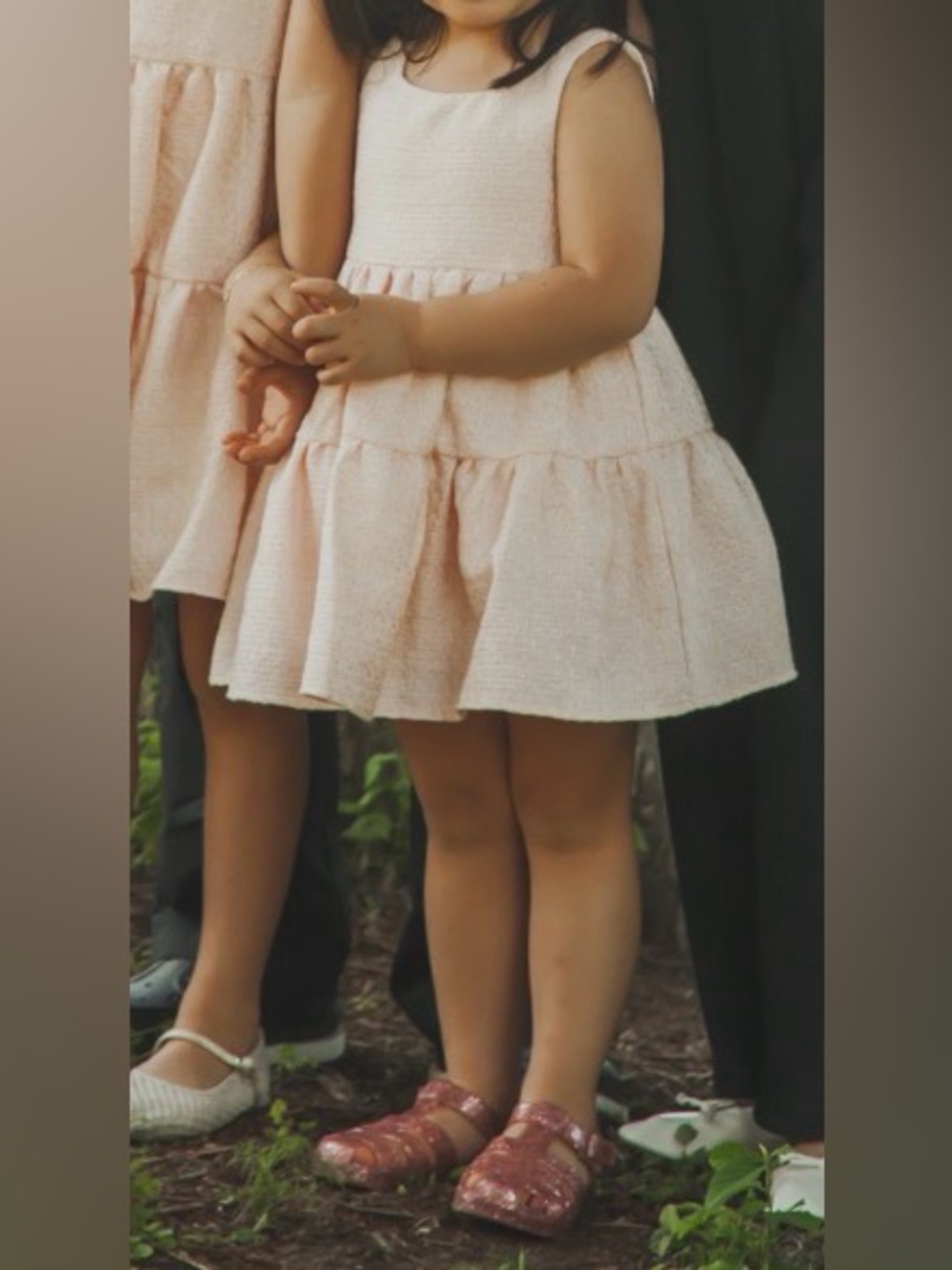 GB girls Pale Pink Tiered boucle Formal Dress